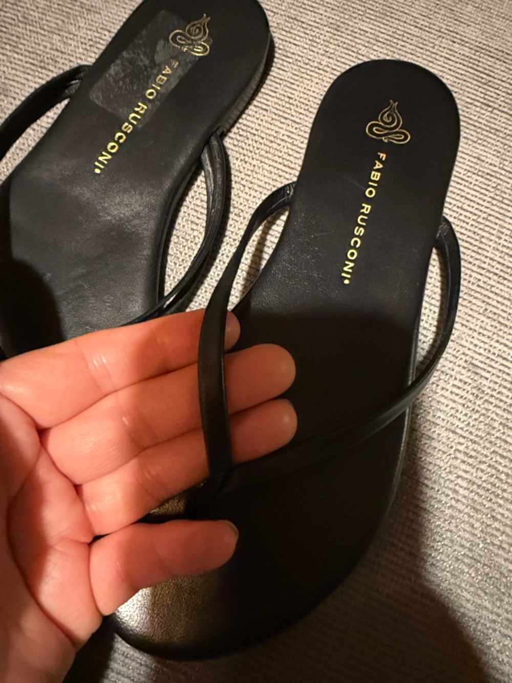 Fabio Rusconi Black Leather Thong Sandals - Picture 5 of 5
